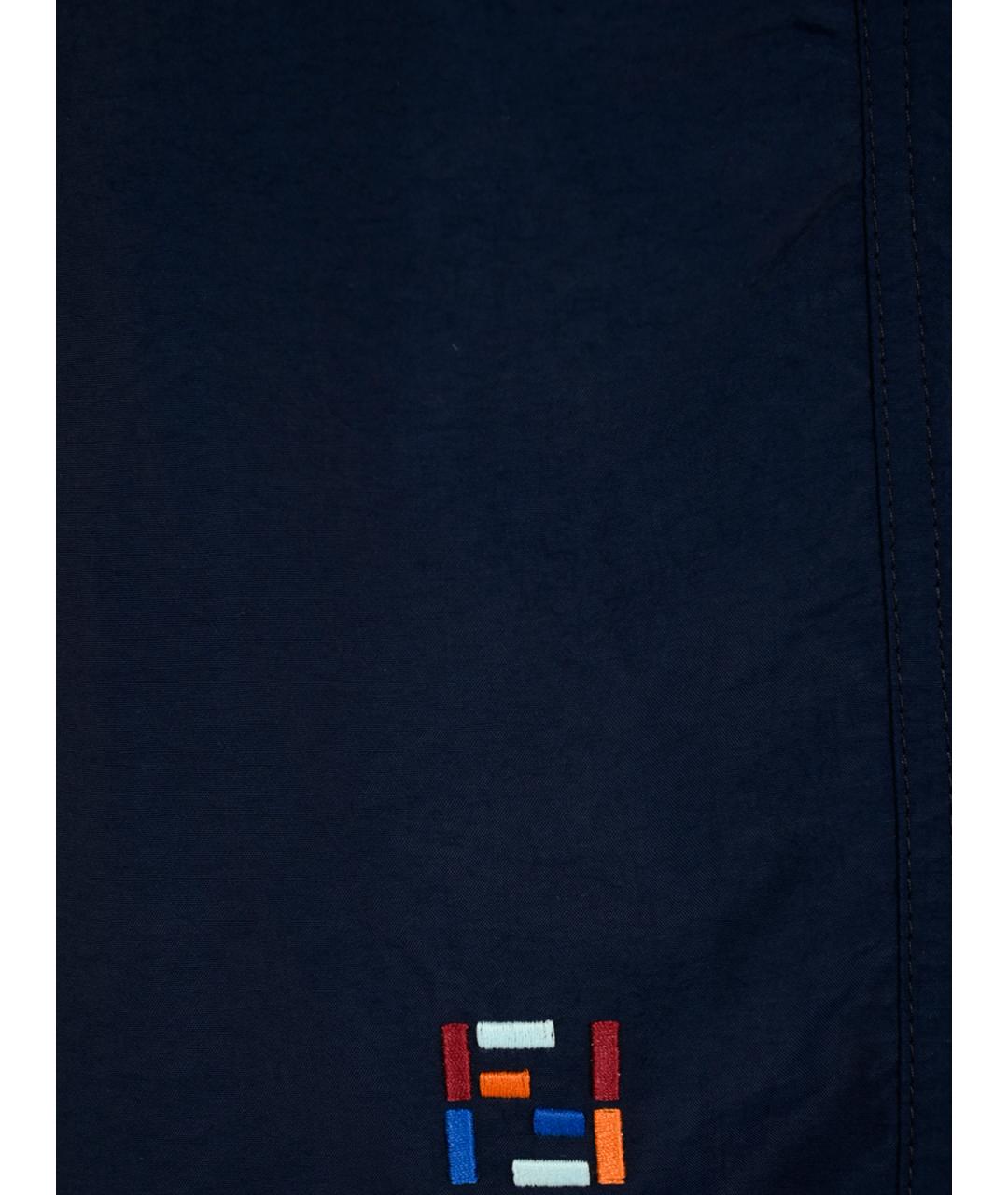 FENDI Темно-синие синтетические шорты, фото 5