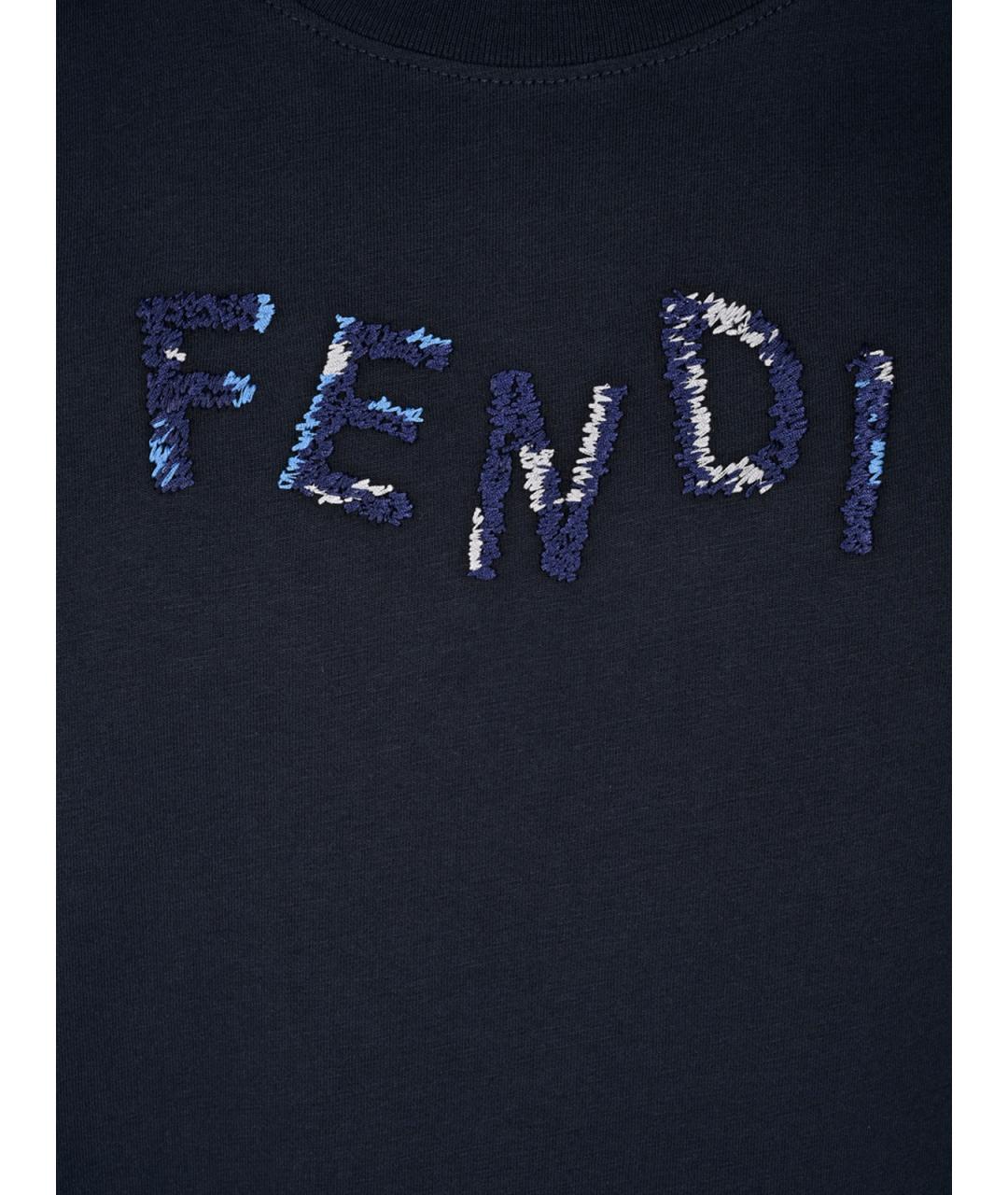FENDI Синяя хлопковая футболка, фото 3