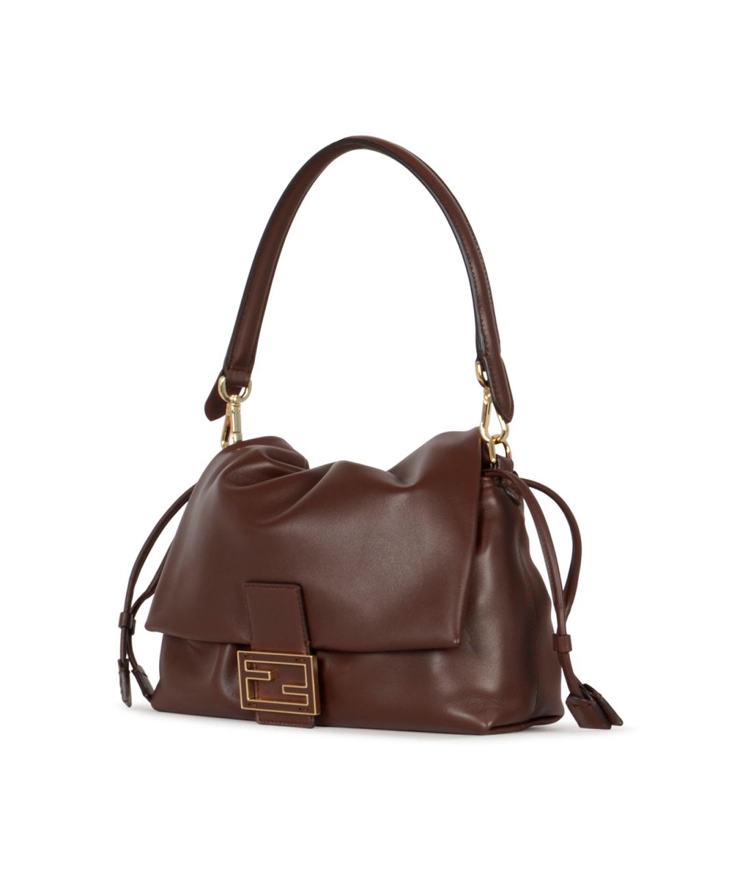 FENDI Коричневая кожаная сумка через плечо, фото 3