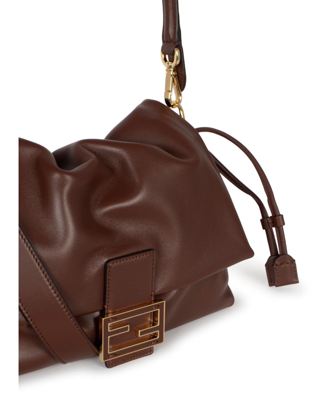 FENDI Коричневая кожаная сумка через плечо, фото 7