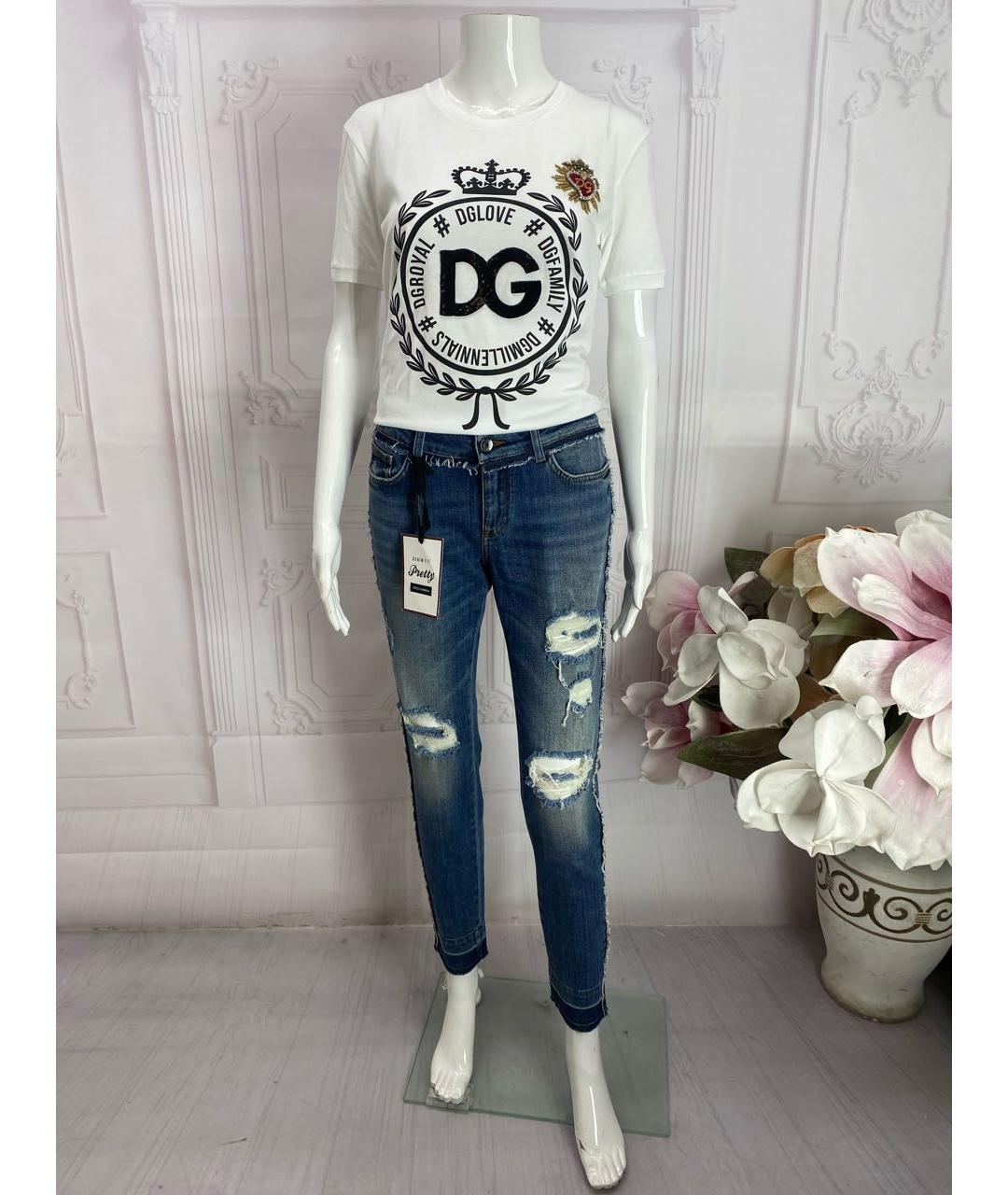 DOLCE&GABBANA Синие хлопко-эластановые джинсы слим, фото 5