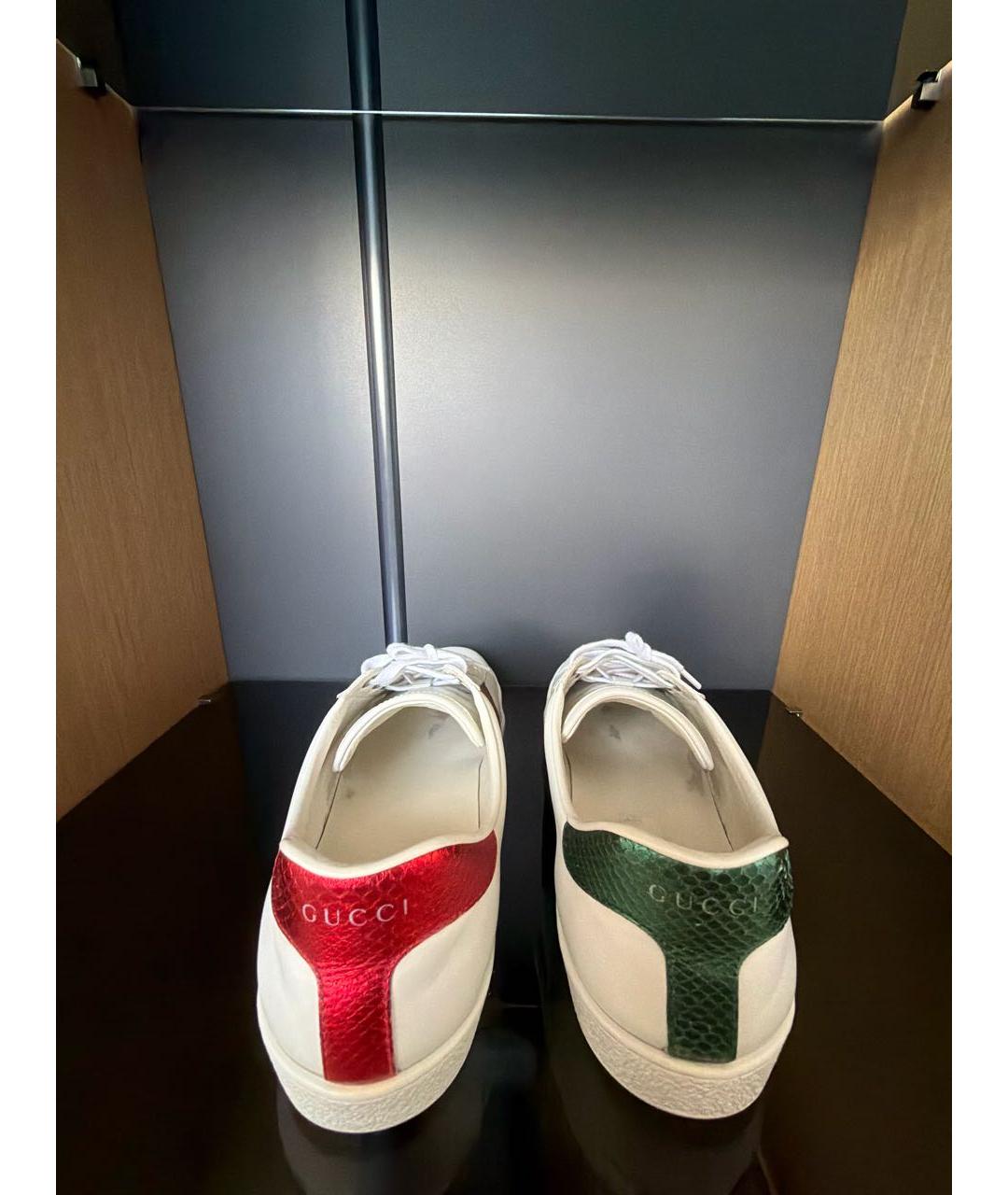 GUCCI Белые кожаные низкие кроссовки / кеды, фото 4