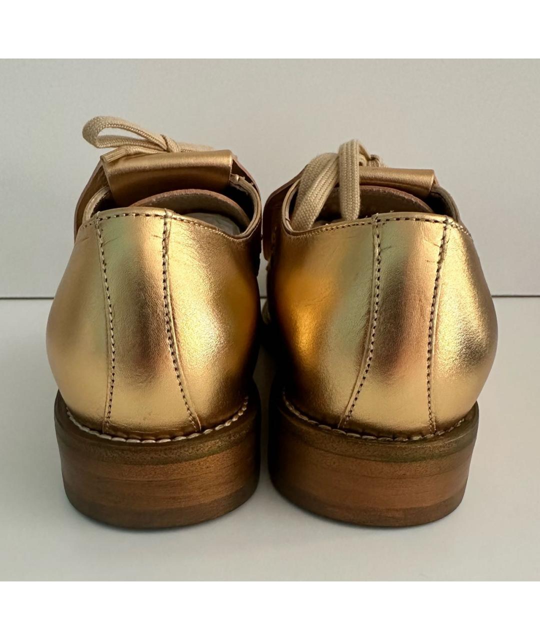 BURBERRY Золотые кожаные туфли, фото 4
