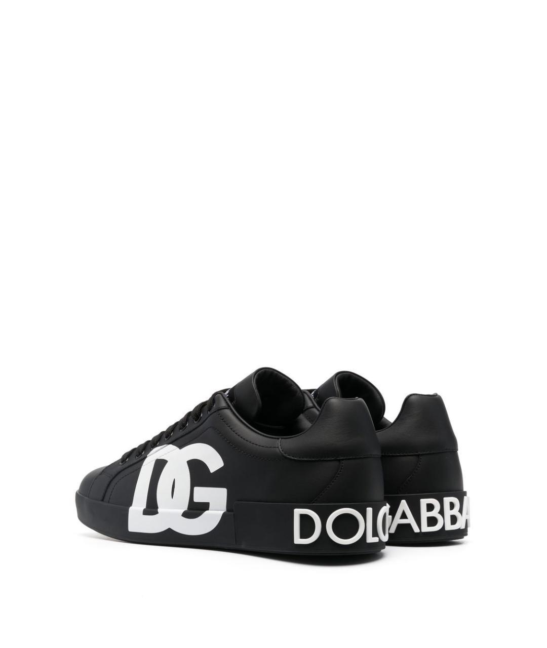 DOLCE&GABBANA Черные кожаные низкие кроссовки / кеды, фото 3