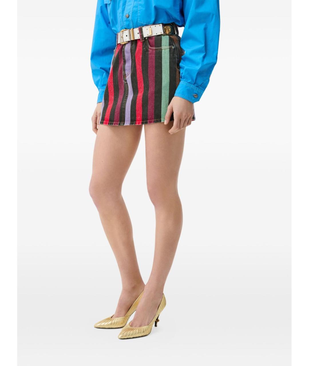 VERSACE Мульти хлопковая юбка мини, фото 4