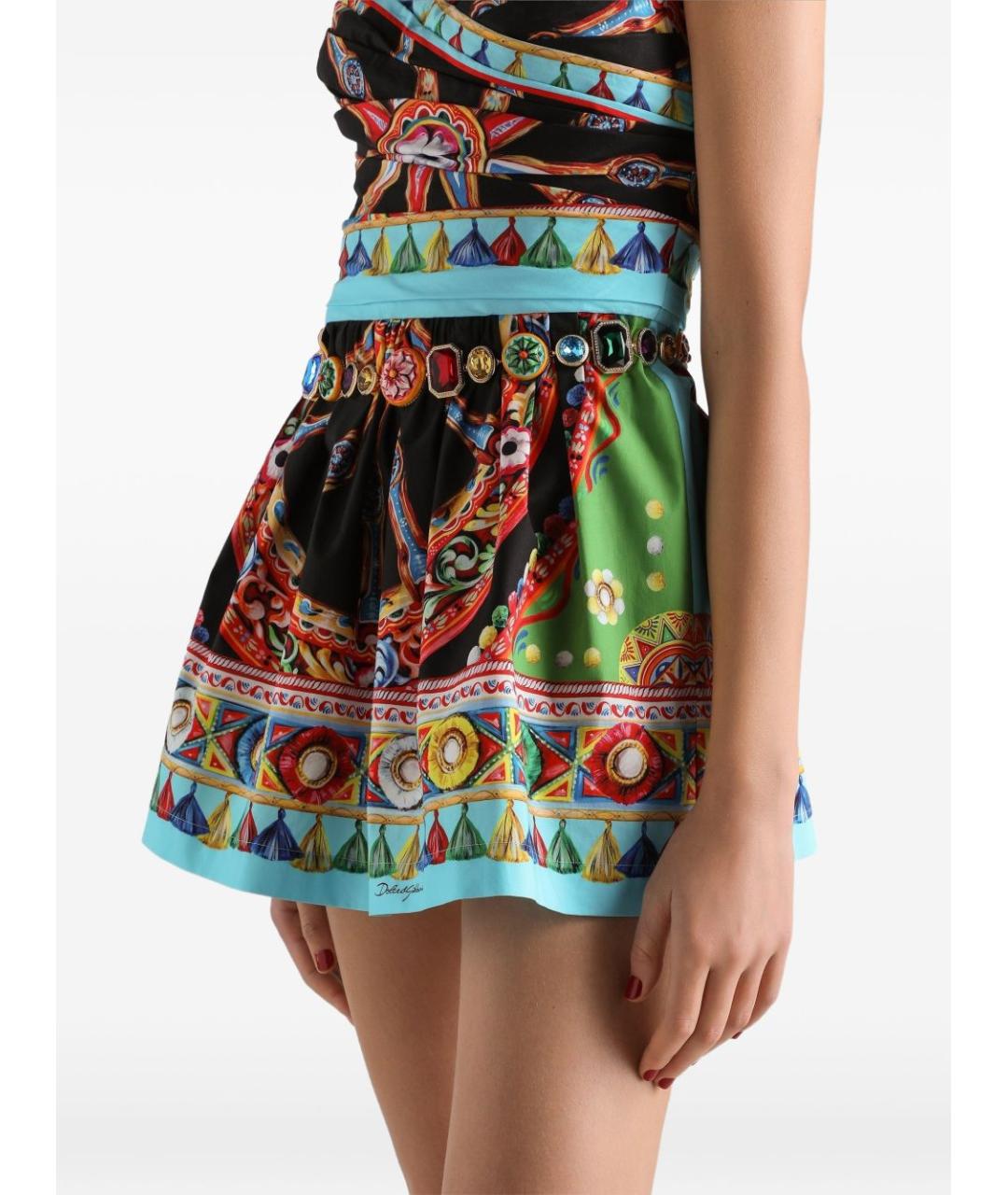 DOLCE&GABBANA Мульти хлопковое коктейльное платье, фото 5