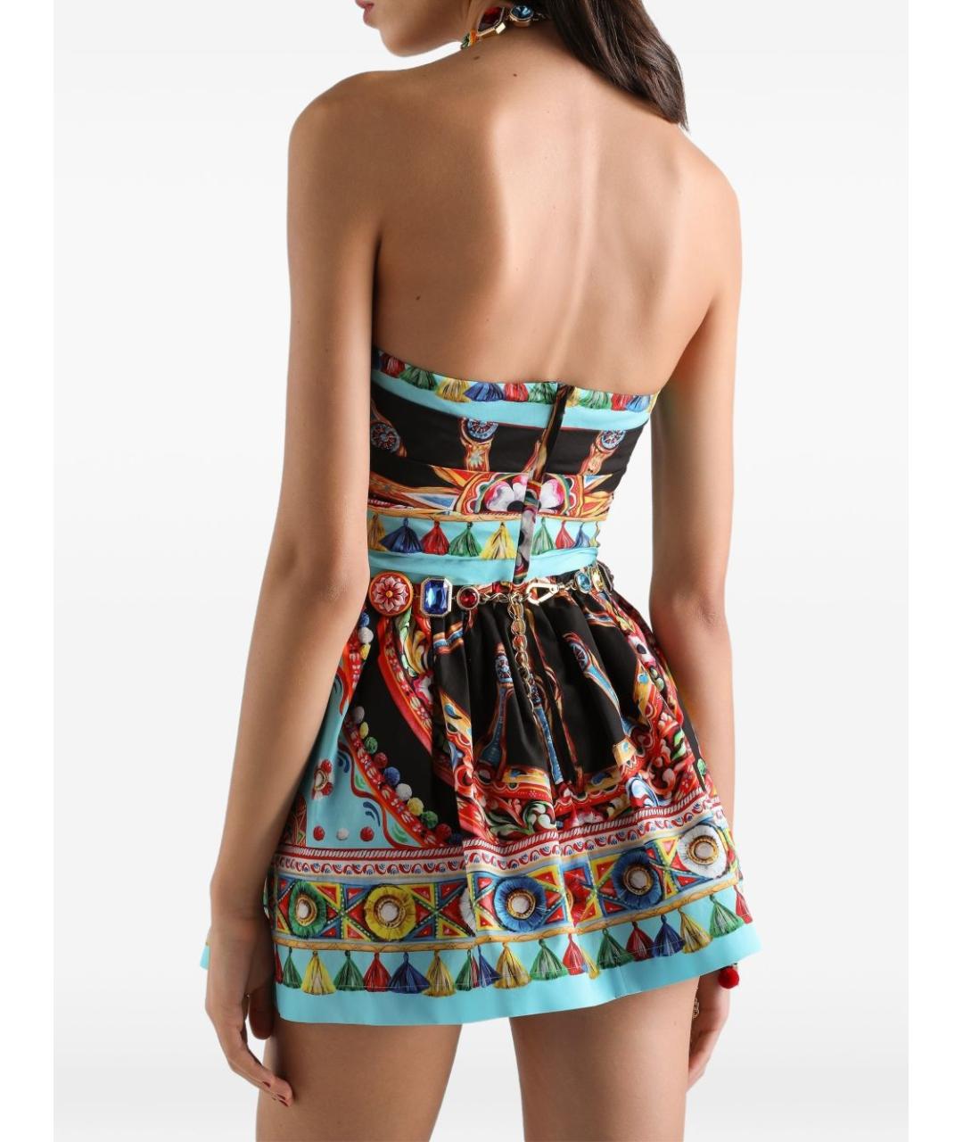 DOLCE&GABBANA Мульти хлопковое коктейльное платье, фото 3
