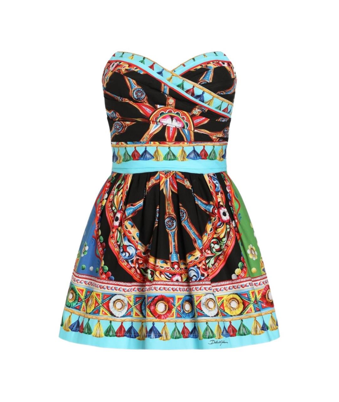 DOLCE&GABBANA Мульти хлопковое коктейльное платье, фото 1