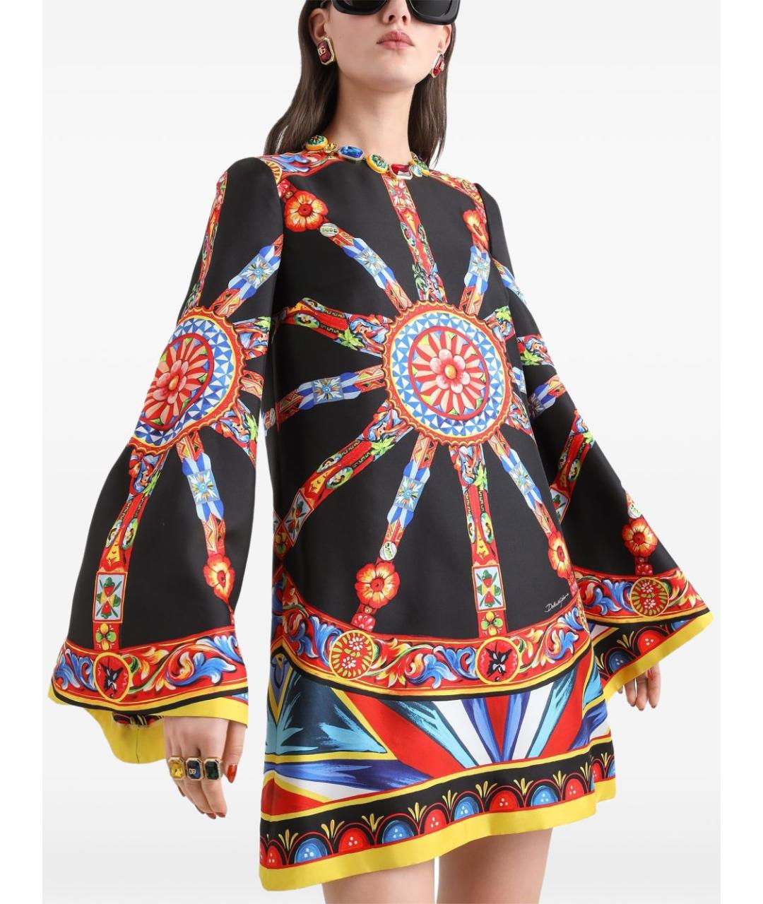 DOLCE&GABBANA Мульти шелковое платье, фото 4