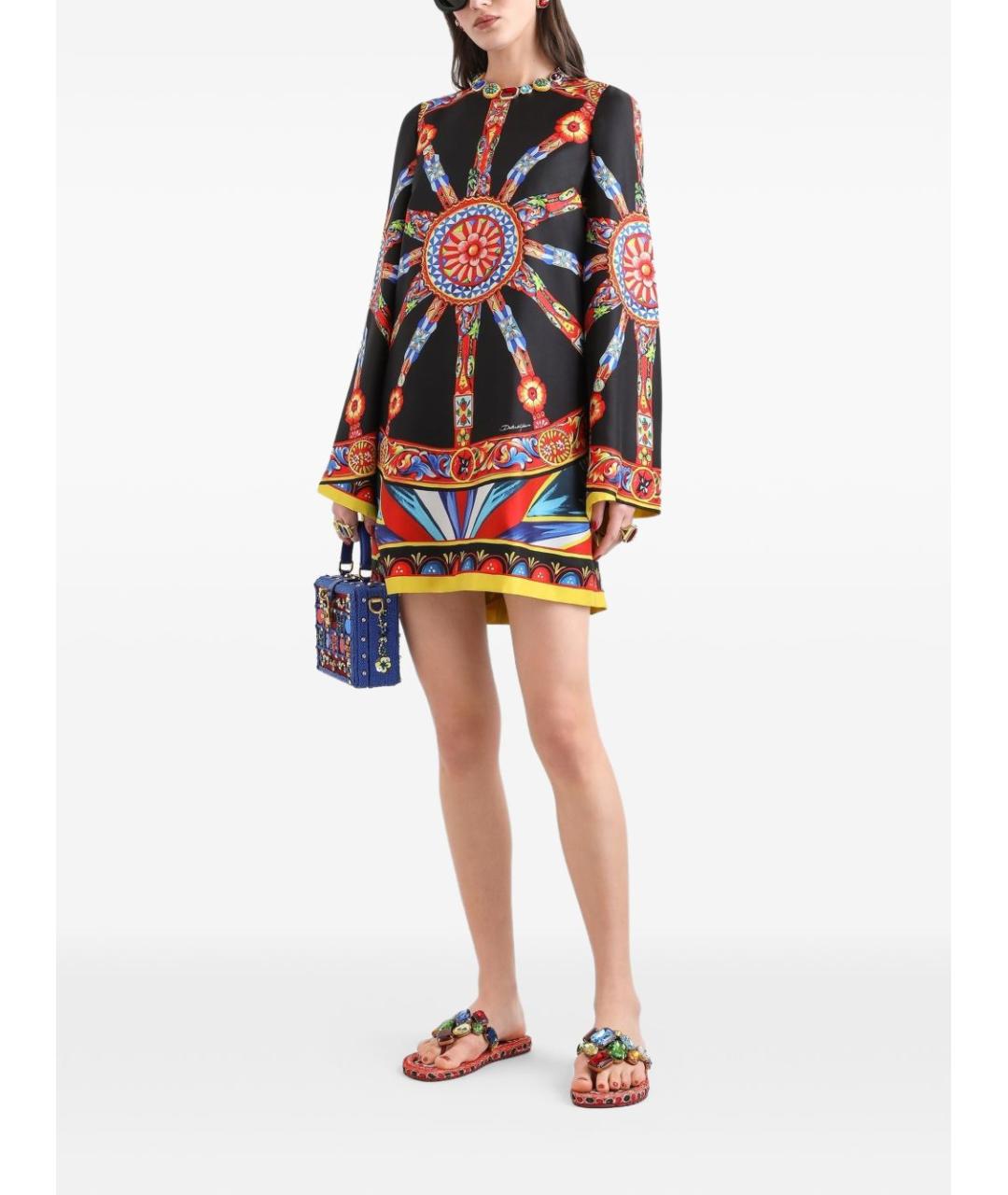 DOLCE&GABBANA Мульти шелковое платье, фото 2