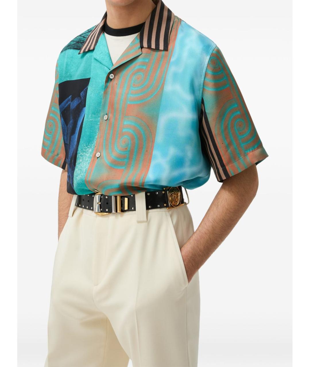 VERSACE Мульти шелковая кэжуал рубашка, фото 3
