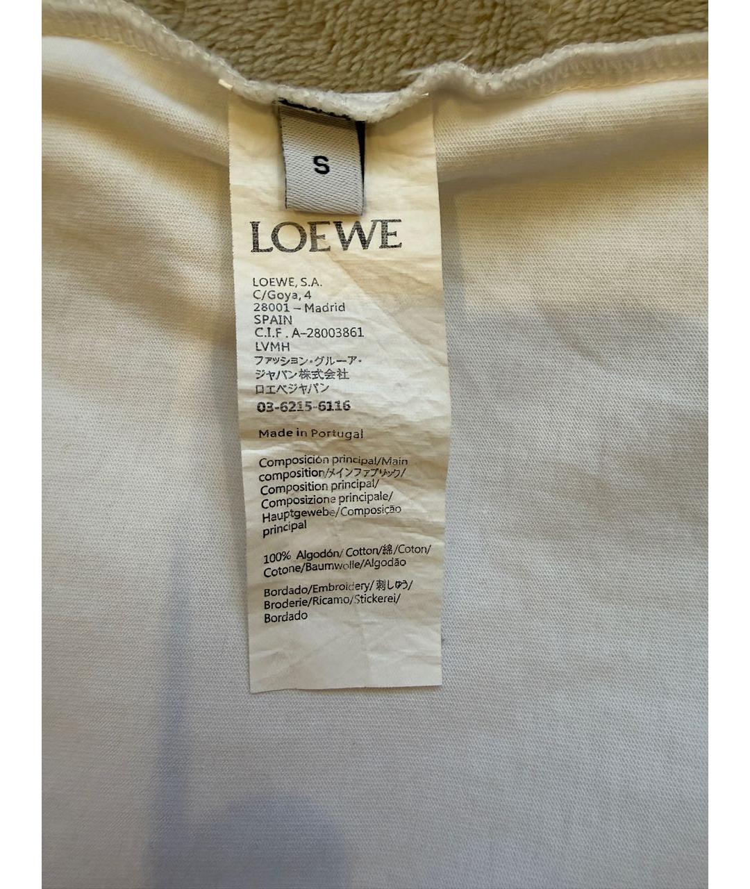 LOEWE Белая хлопковая футболка, фото 5