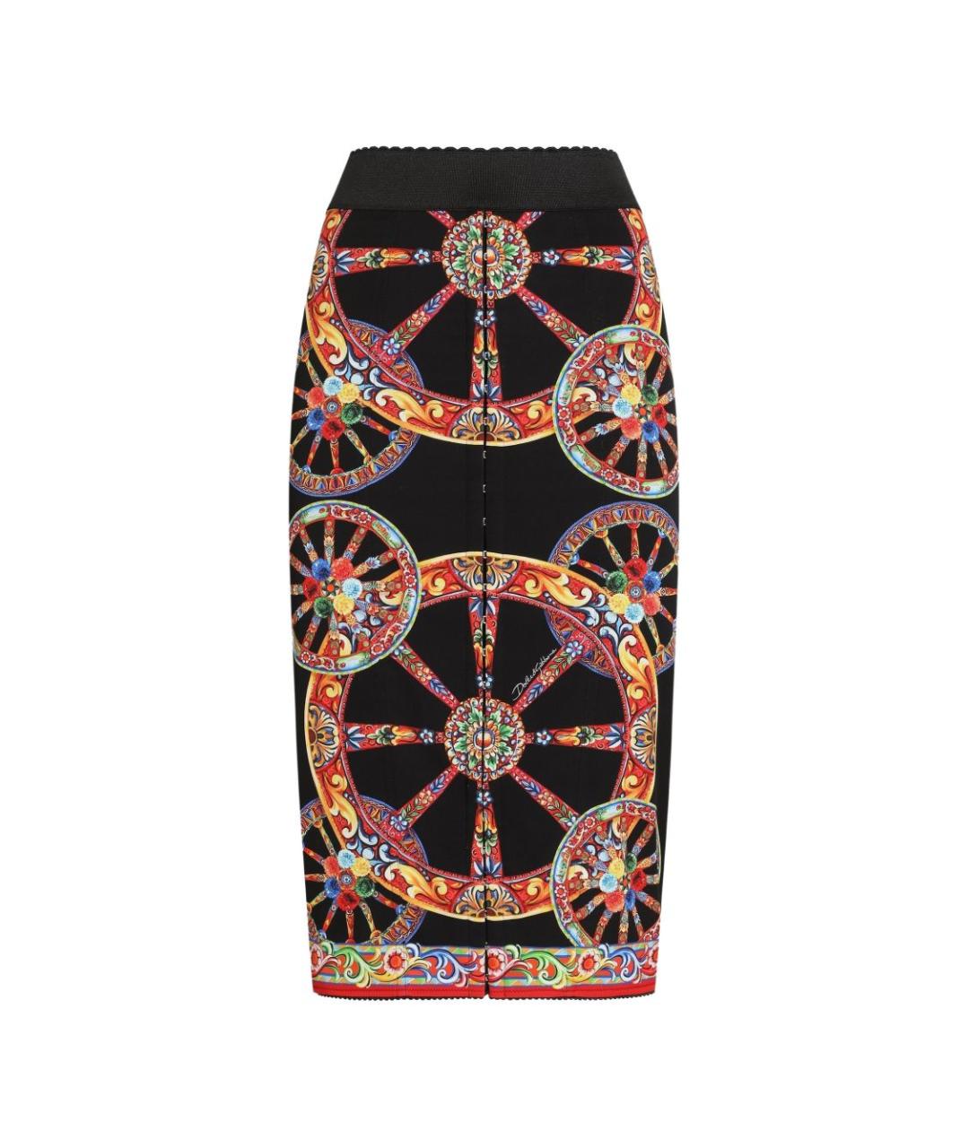 DOLCE&GABBANA Мульти шелковая юбка миди, фото 1