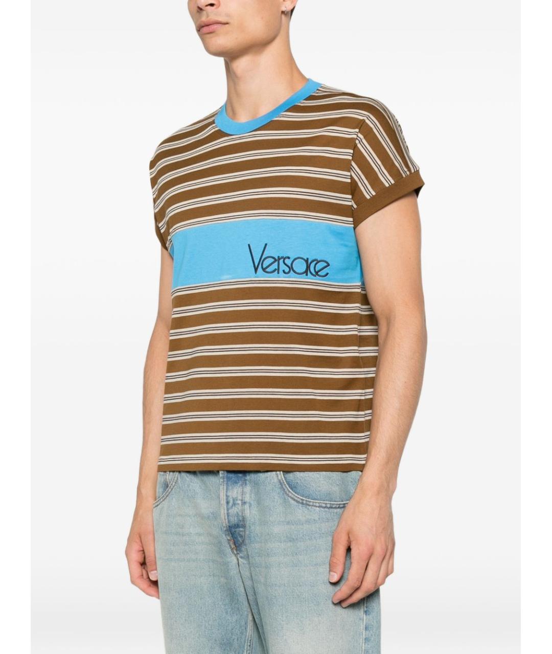 VERSACE Коричневая хлопковая футболка, фото 5