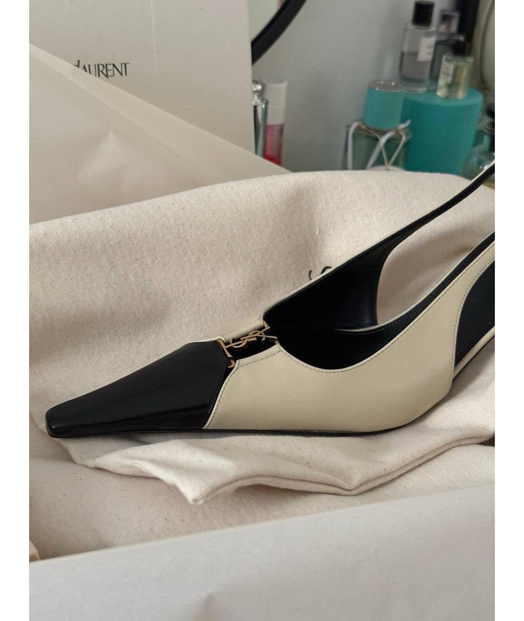 SAINT LAURENT Бежевые кожаные туфли, фото 3