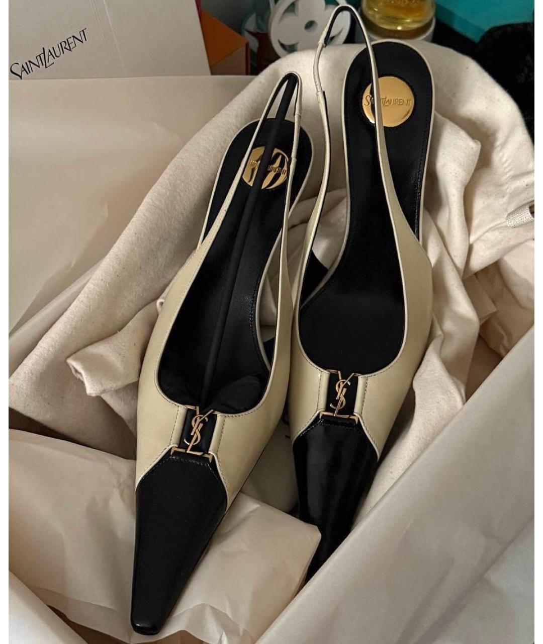 SAINT LAURENT Бежевые кожаные туфли, фото 4