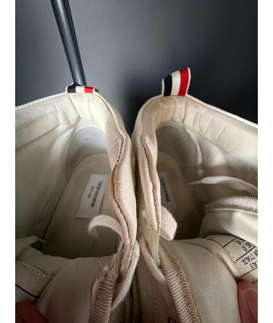 THOM BROWNE Белые кожаные высокие кроссовки / кеды, фото 8