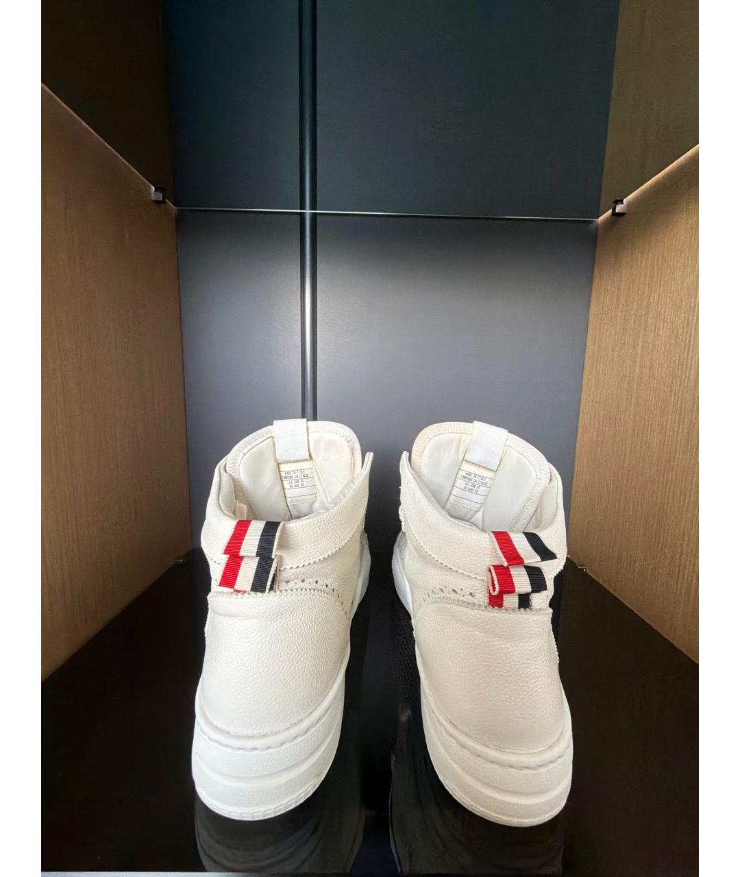 THOM BROWNE Белые кожаные высокие кроссовки / кеды, фото 4