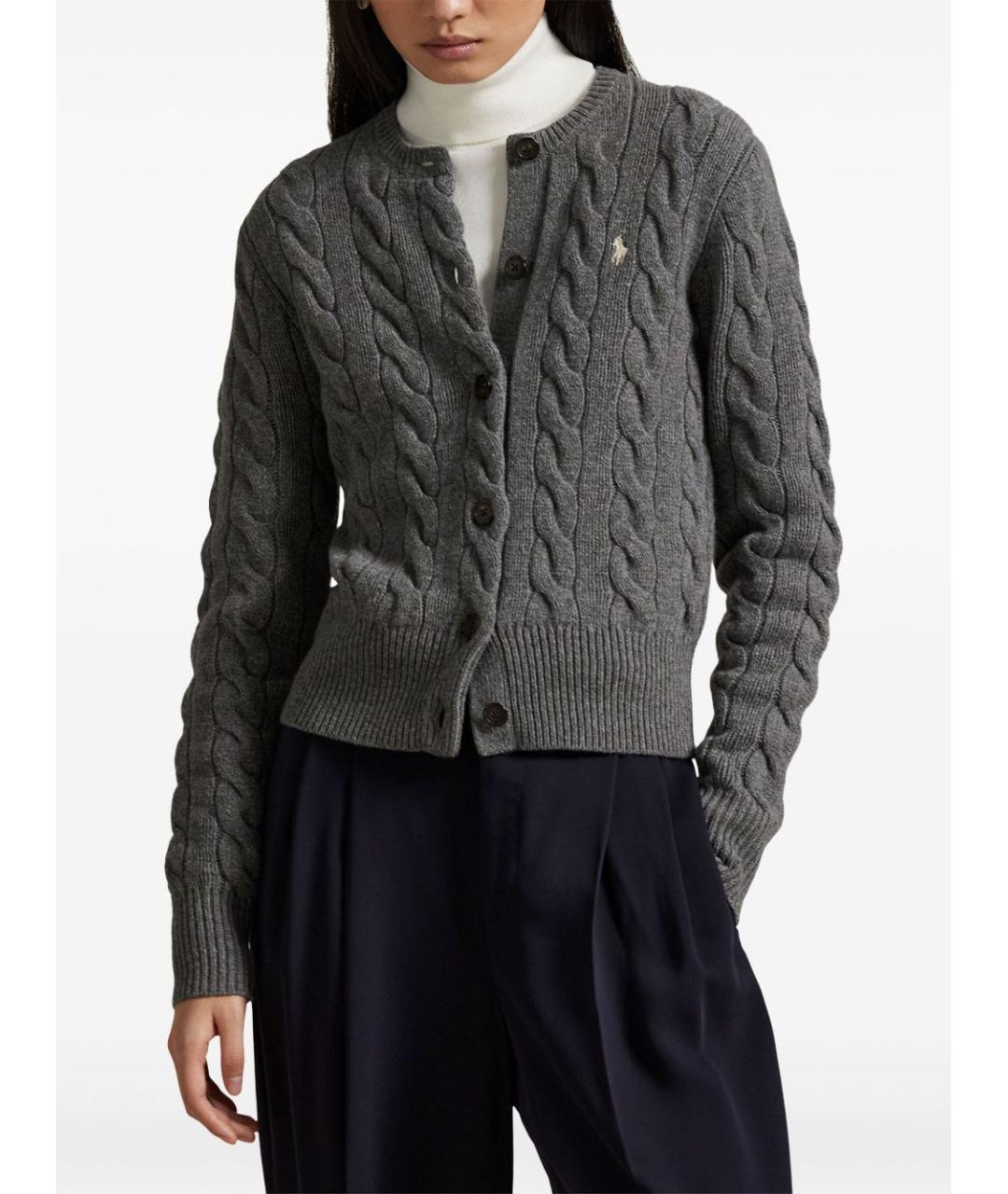 POLO RALPH LAUREN Серый шерстяной кардиган, фото 2