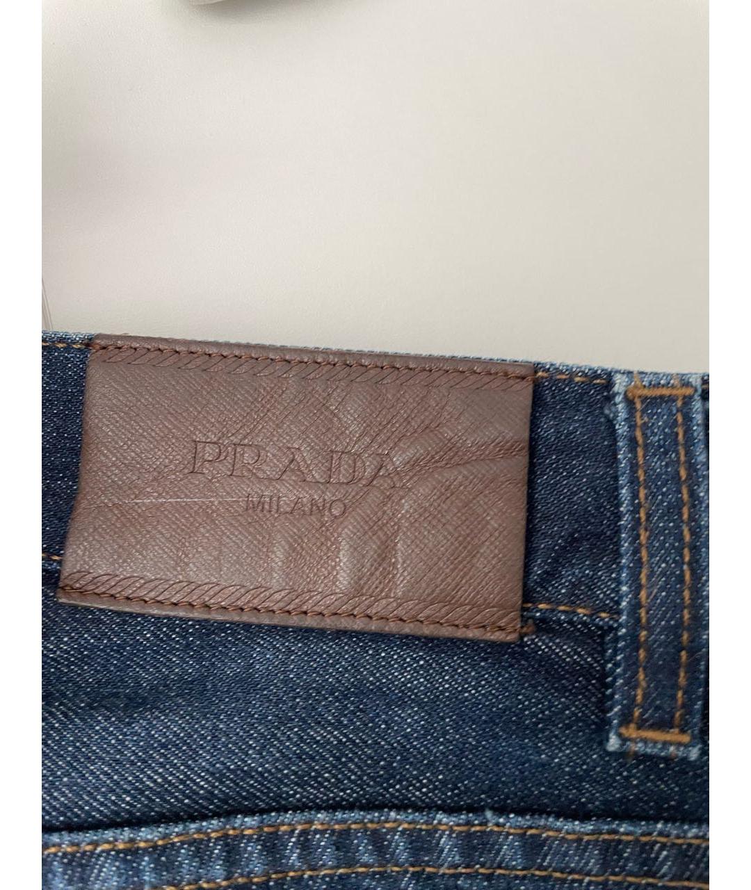 PRADA Темно-синие хлопковые прямые джинсы, фото 4