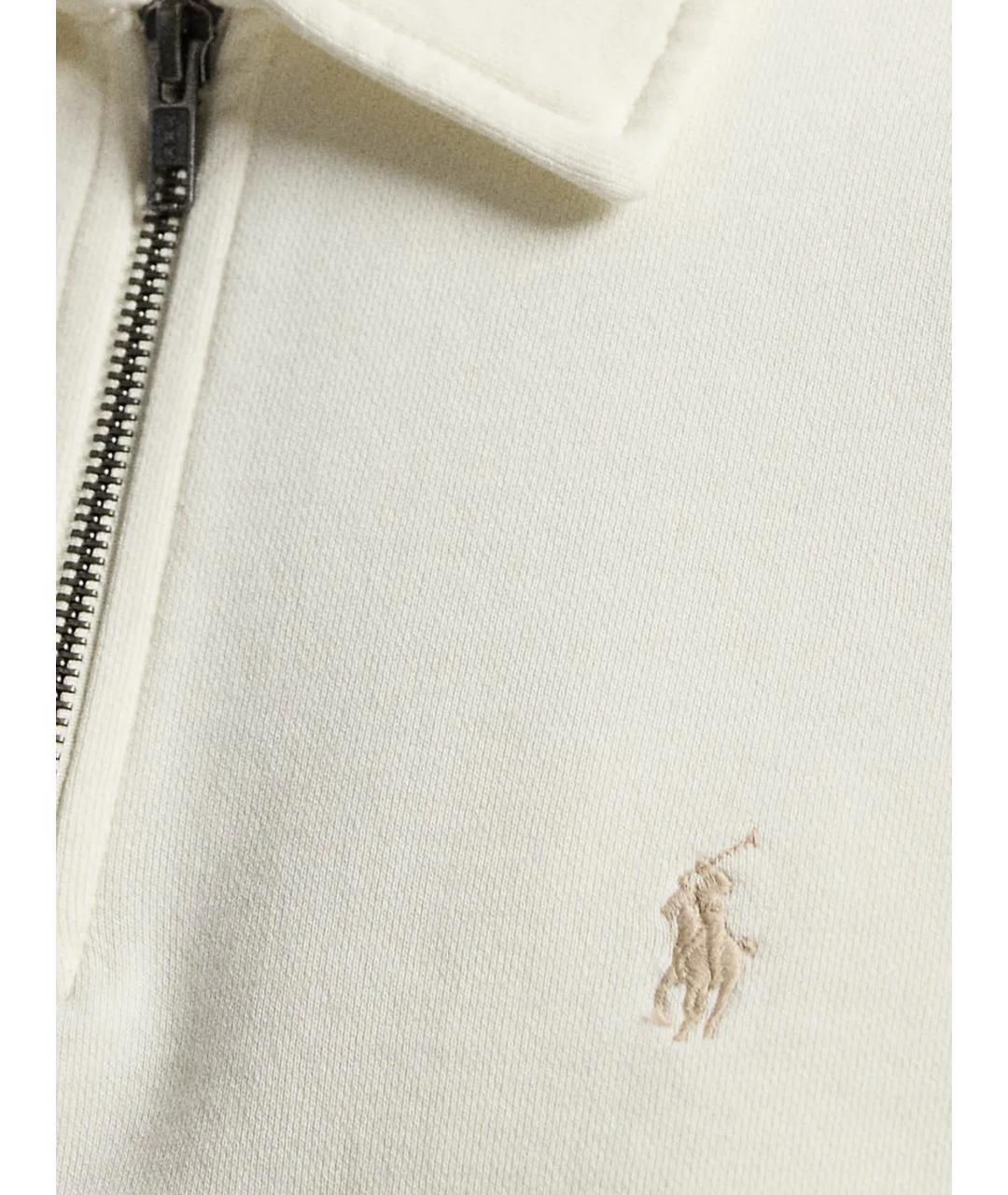 POLO RALPH LAUREN Белое хлопковое поло с длинным рукавом, фото 2