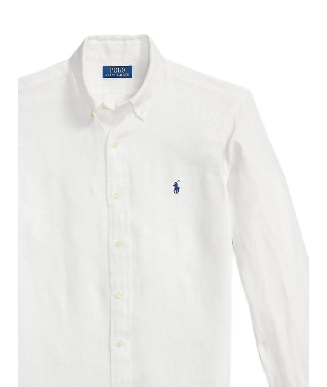 POLO RALPH LAUREN Белая льняная кэжуал рубашка, фото 2