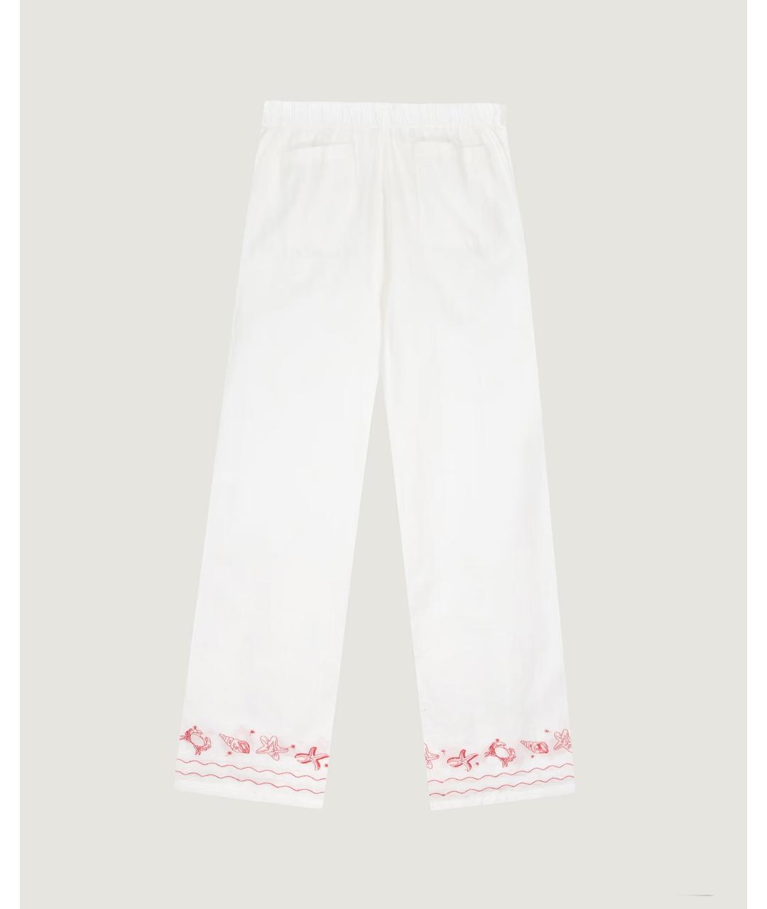 MAISON LABICHE Белые хлопковые прямые брюки, фото 3