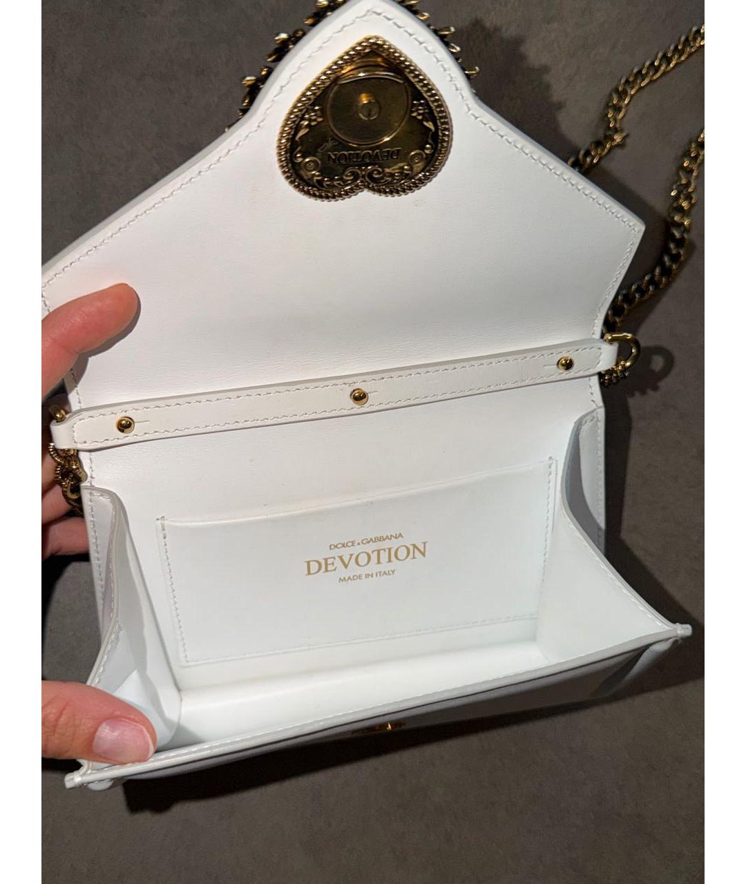DOLCE&GABBANA Белая кожаная сумка с короткими ручками, фото 4