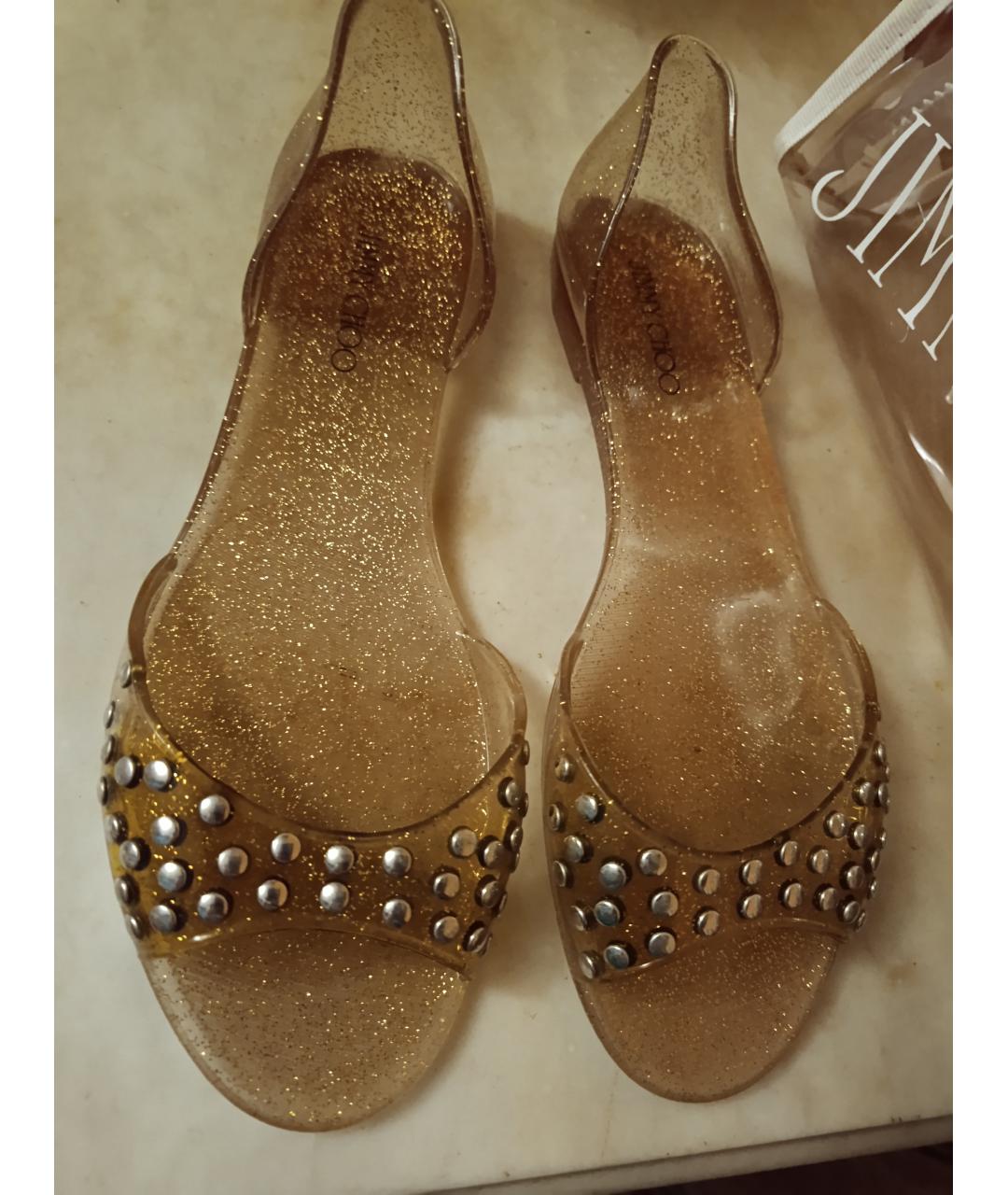 JIMMY CHOO Золотые синтетические босоножки, фото 2