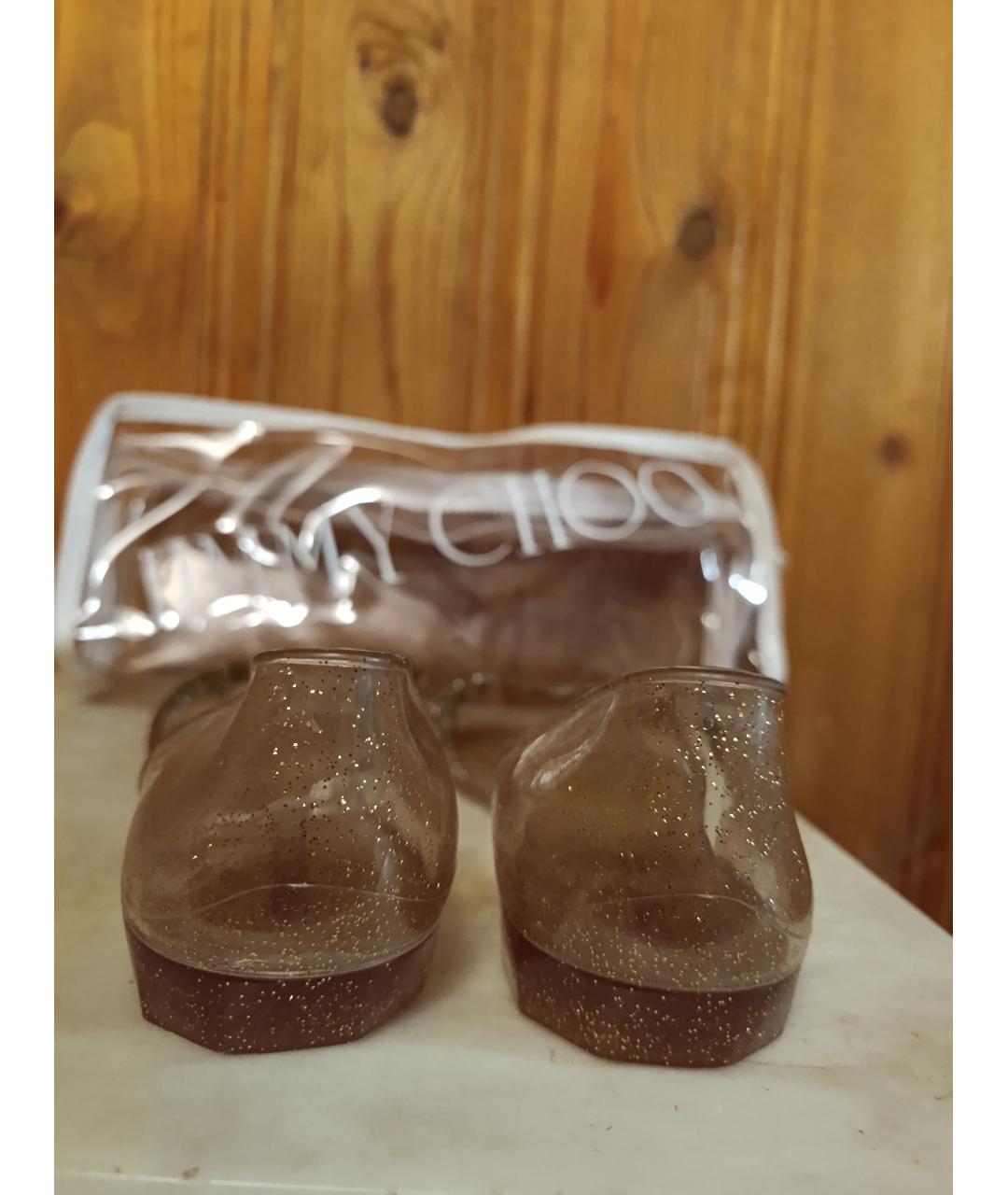 JIMMY CHOO Золотые синтетические босоножки, фото 4