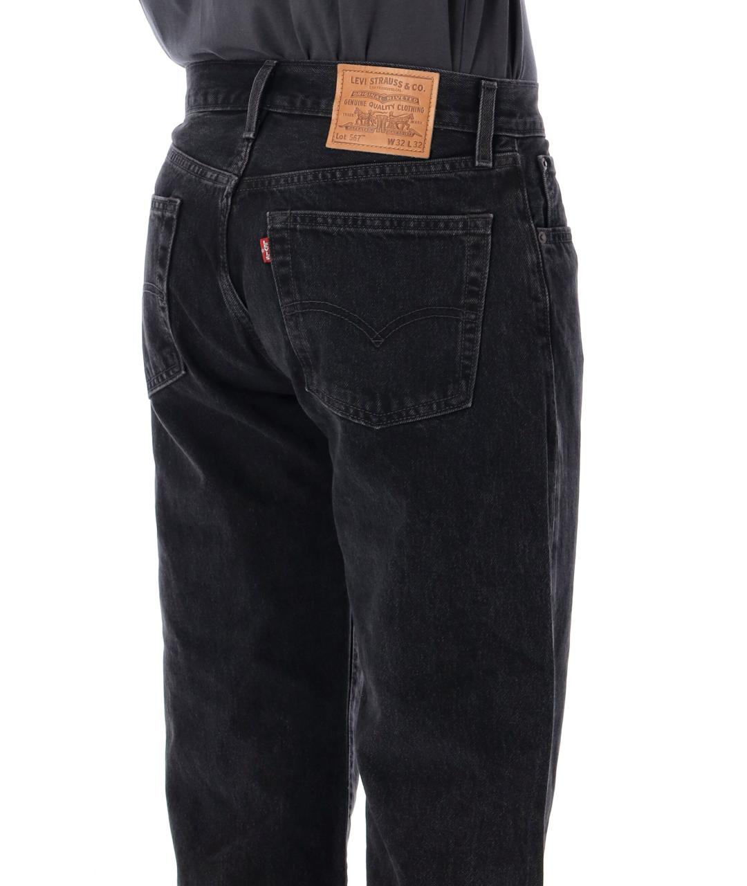 LEVI'S Черные хлопковые прямые джинсы, фото 3