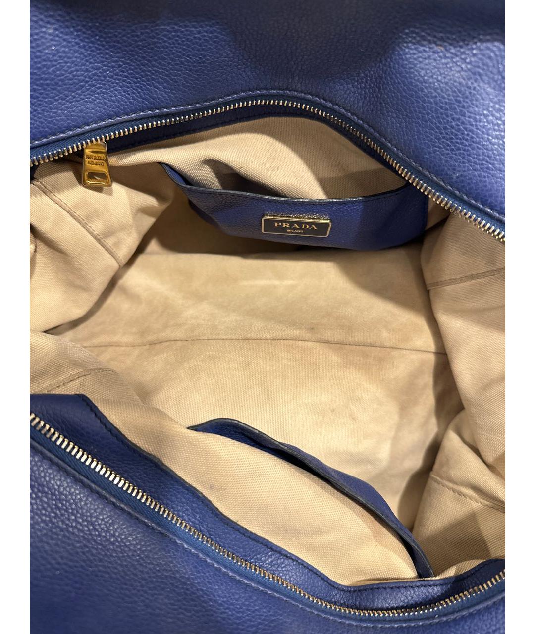 PRADA Синяя кожаная сумка тоут, фото 6