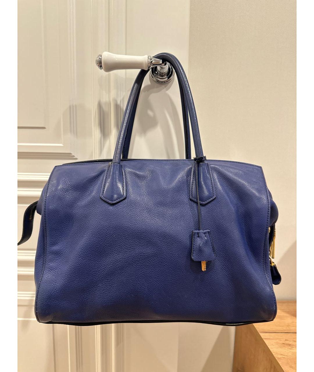 PRADA Синяя кожаная сумка тоут, фото 2
