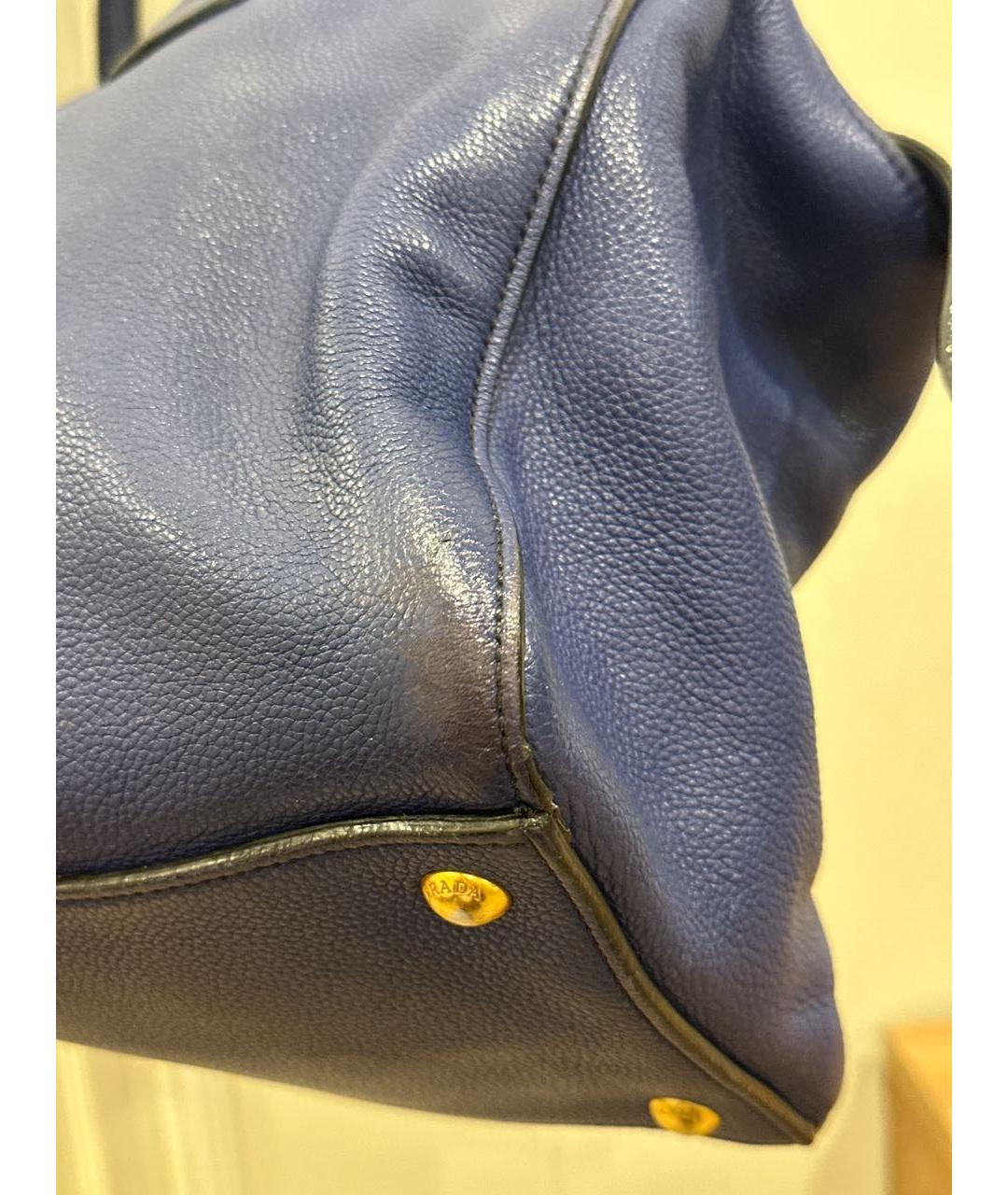 PRADA Синяя кожаная сумка тоут, фото 4