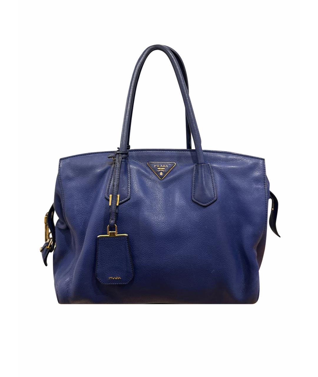 PRADA Синяя кожаная сумка тоут, фото 1