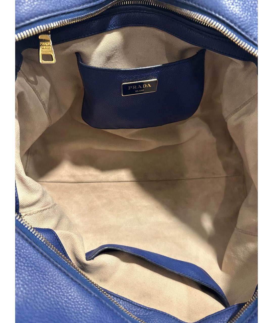 PRADA Синяя кожаная сумка тоут, фото 7