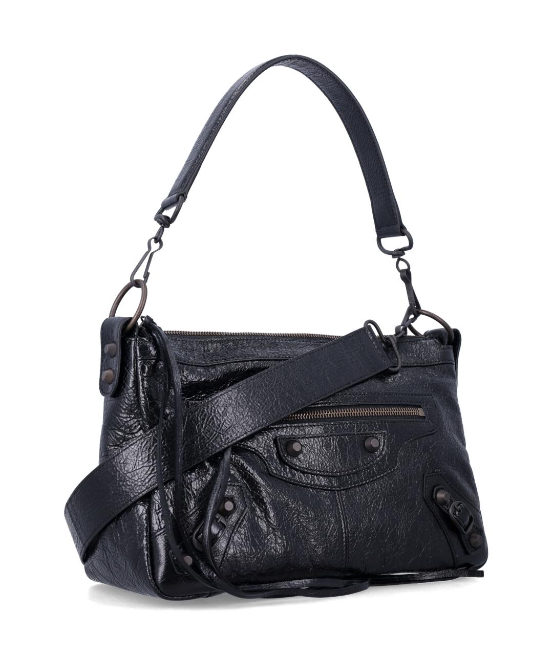 BALENCIAGA Черная кожаная сумка на плечо, фото 2