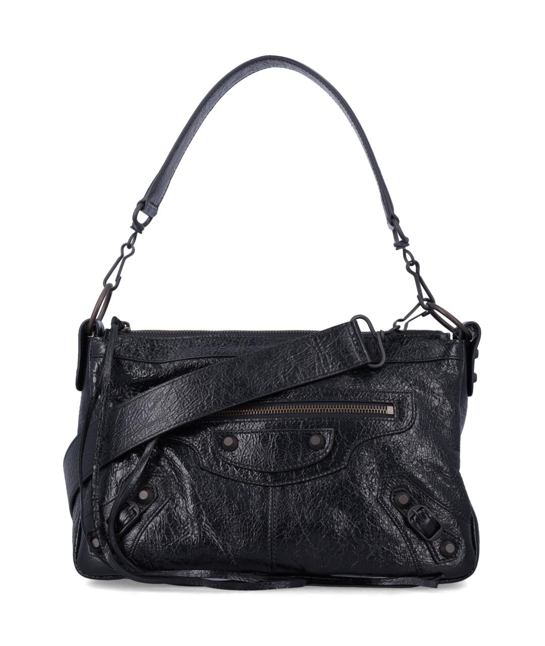 BALENCIAGA Черная кожаная сумка на плечо, фото 1
