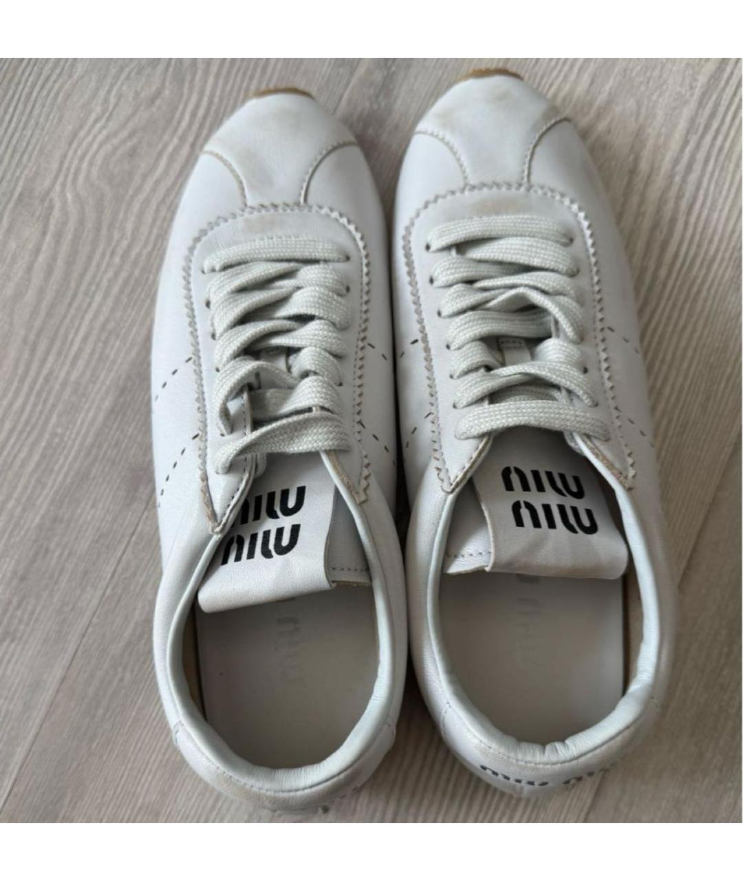 MIU MIU Белые кожаные кеды, фото 3