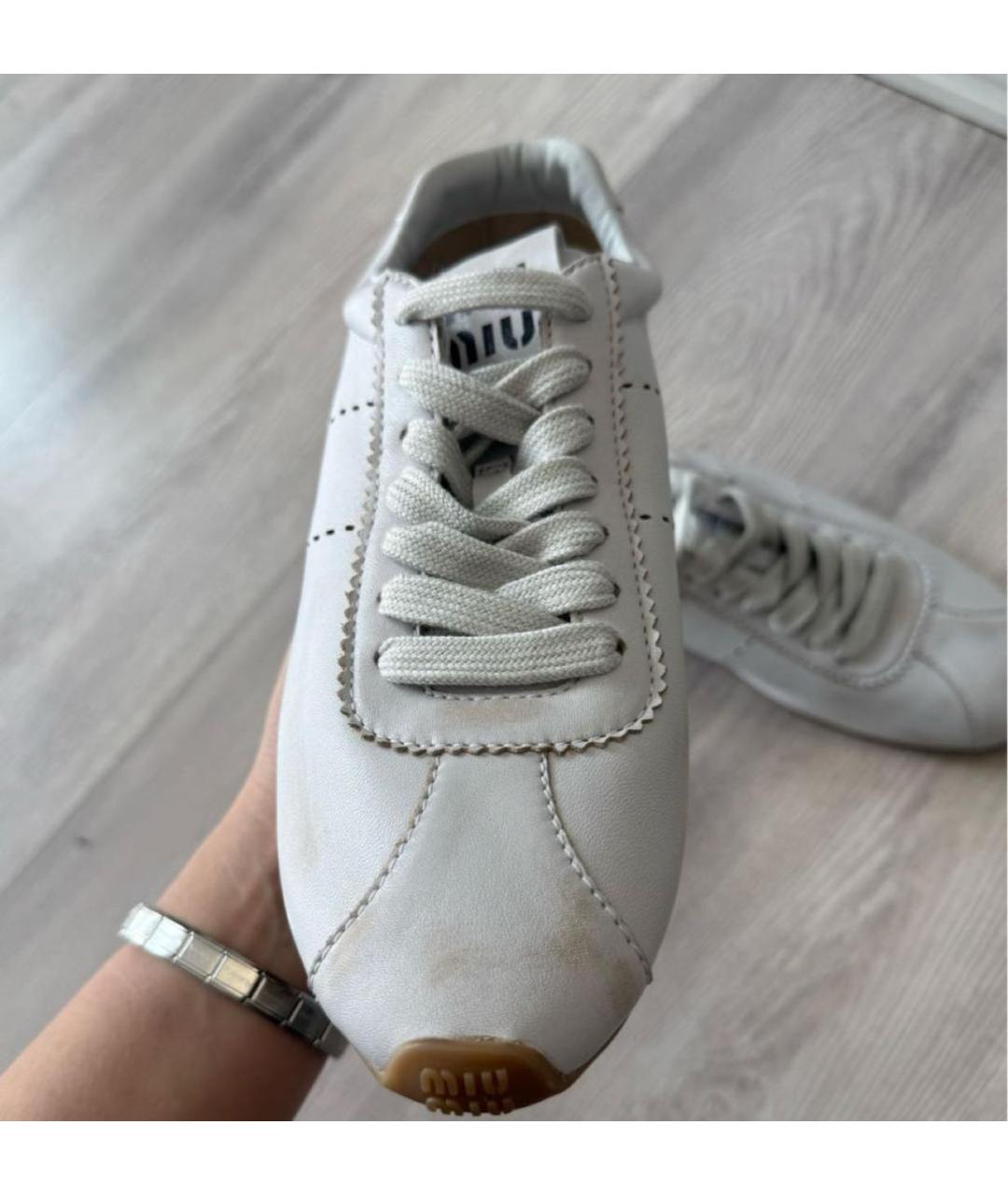 MIU MIU Белые кожаные кеды, фото 5