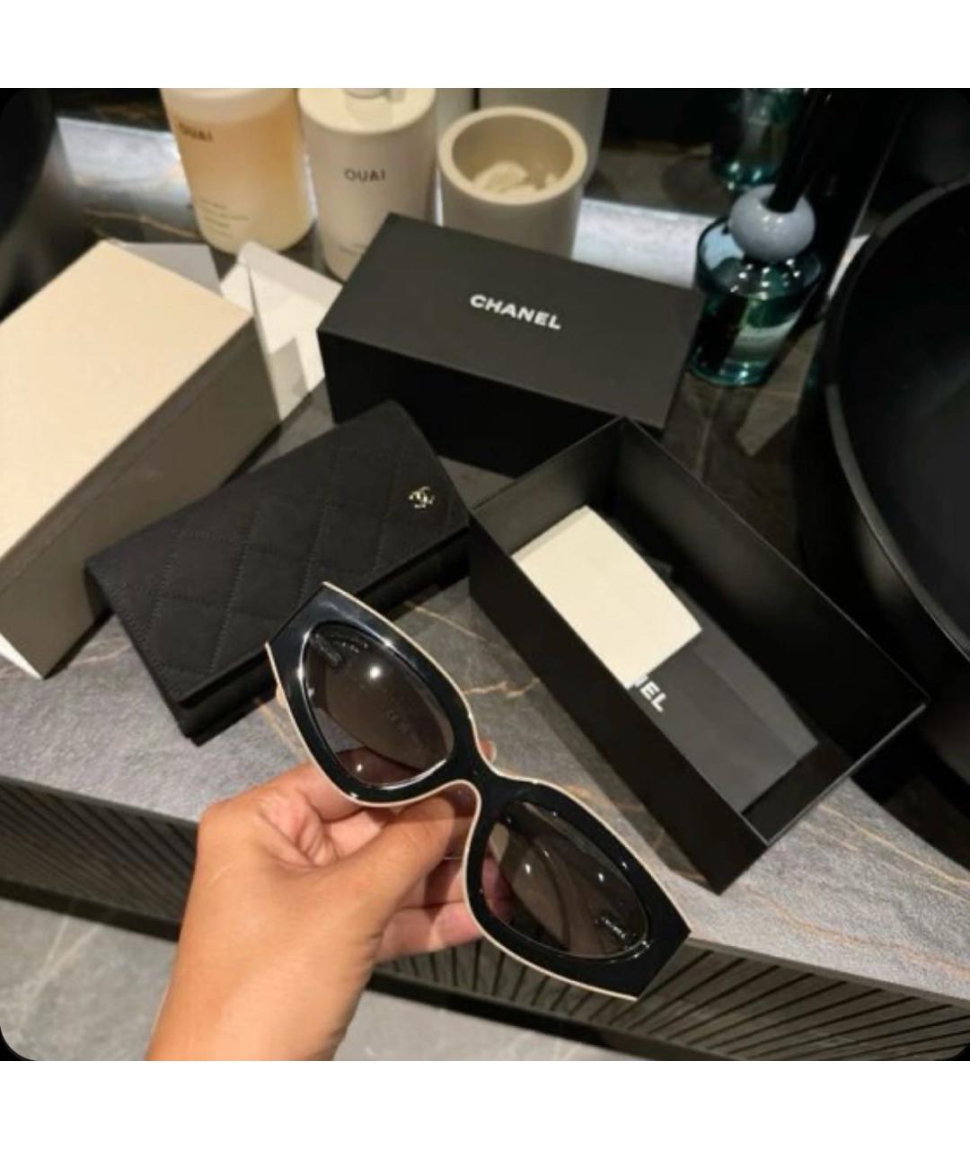 CHANEL Черные пластиковые солнцезащитные очки, фото 5