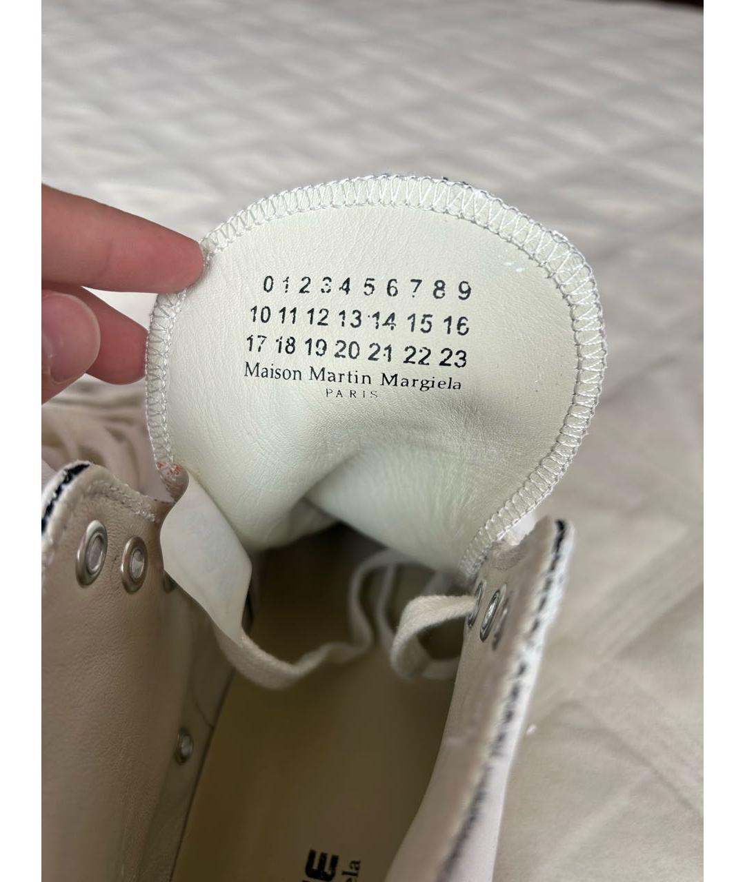 MAISON MARGIELA Белые кожаные высокие кроссовки / кеды, фото 6