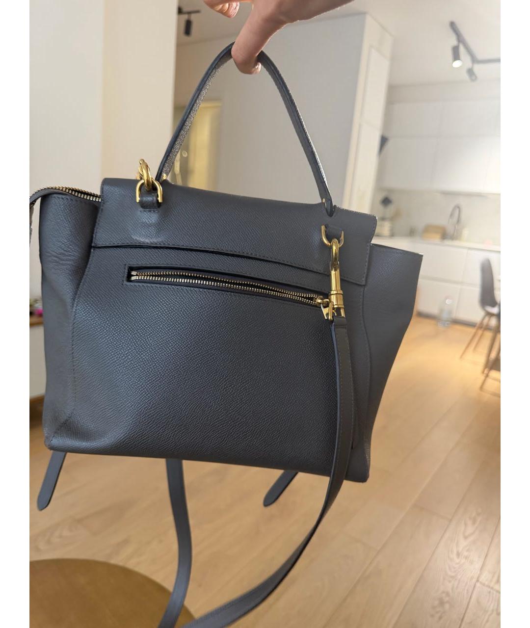 CELINE Антрацитовая кожаная сумка через плечо, фото 2