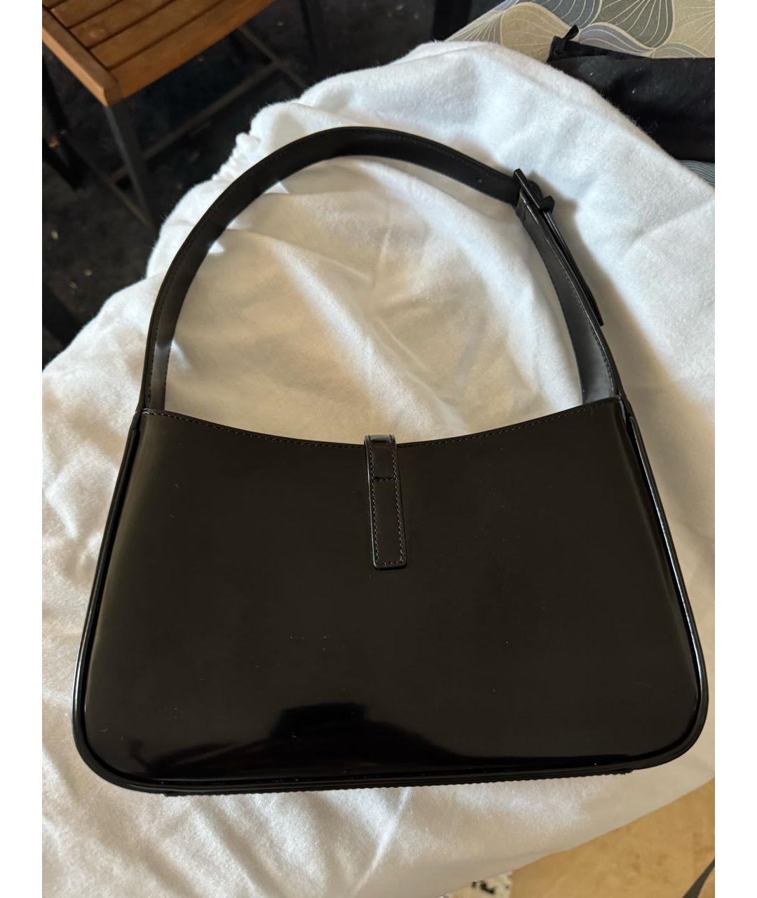 SAINT LAURENT Черная кожаная сумка с короткими ручками, фото 3
