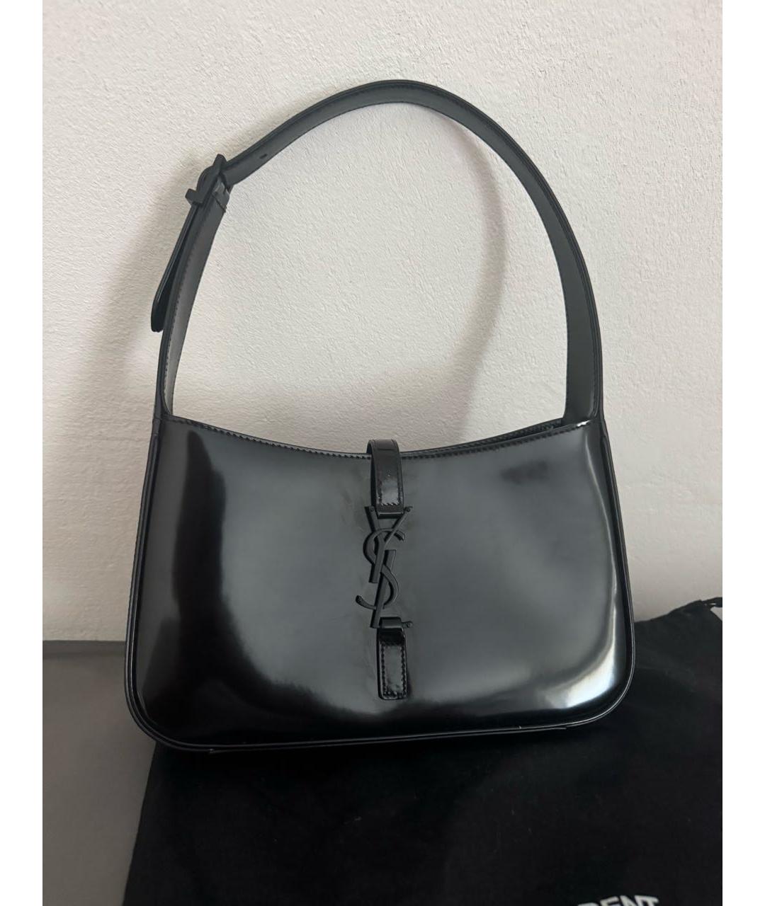 SAINT LAURENT Черная кожаная сумка с короткими ручками, фото 8