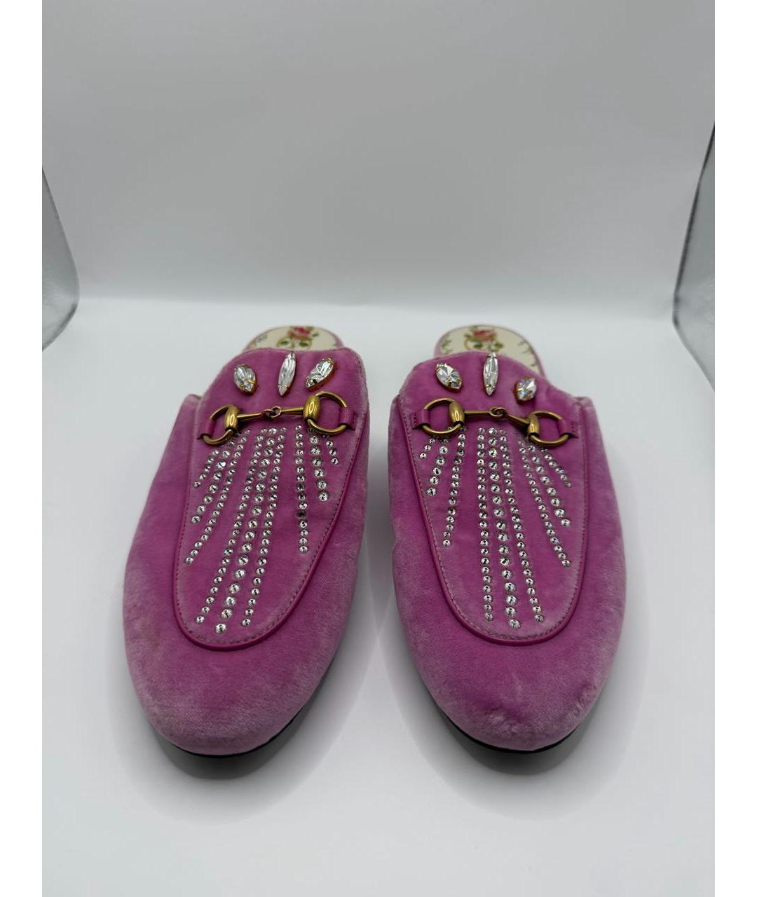 GUCCI Розовые текстильные мюли, фото 2