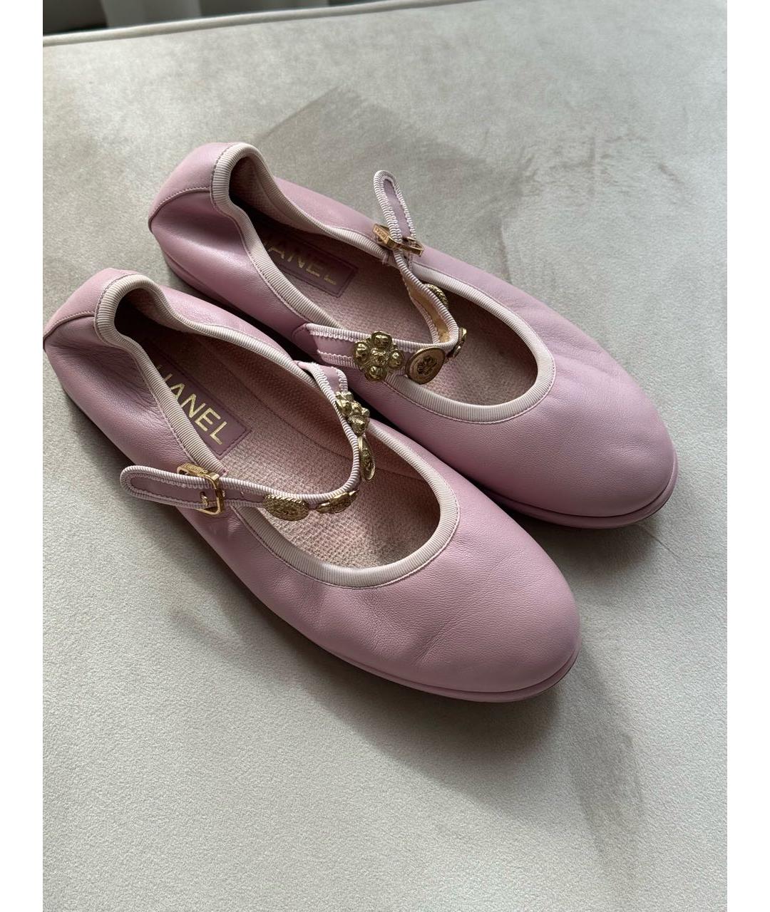 CHANEL Розовые кожаные балетки, фото 4