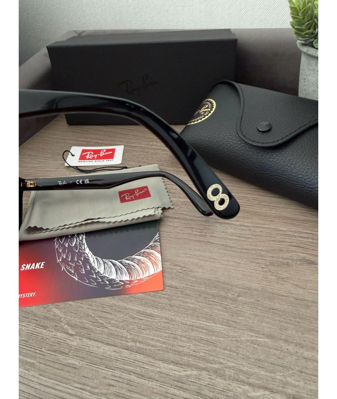 RAY BAN Черные пластиковые солнцезащитные очки, фото 6