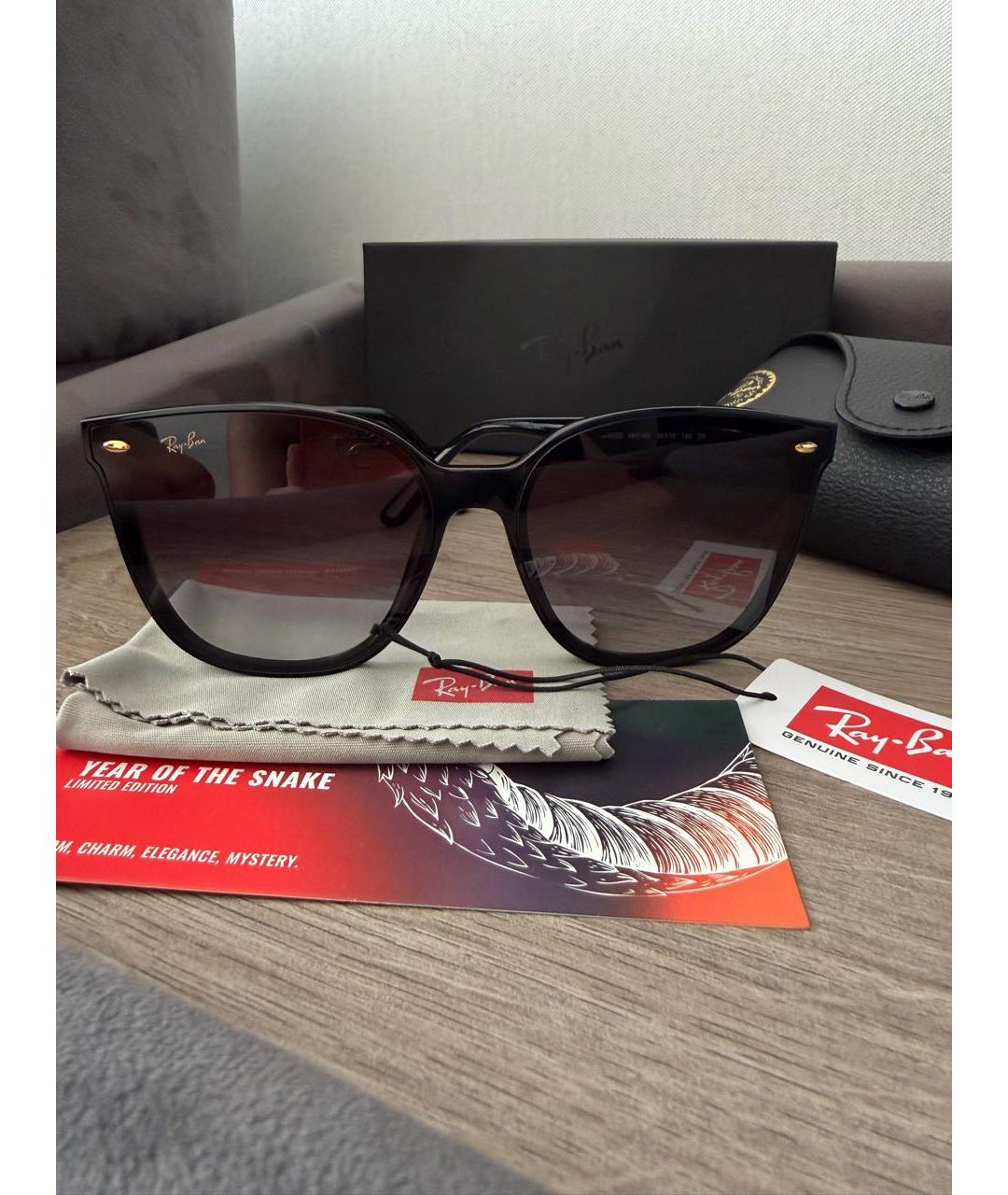 RAY BAN Черные пластиковые солнцезащитные очки, фото 8