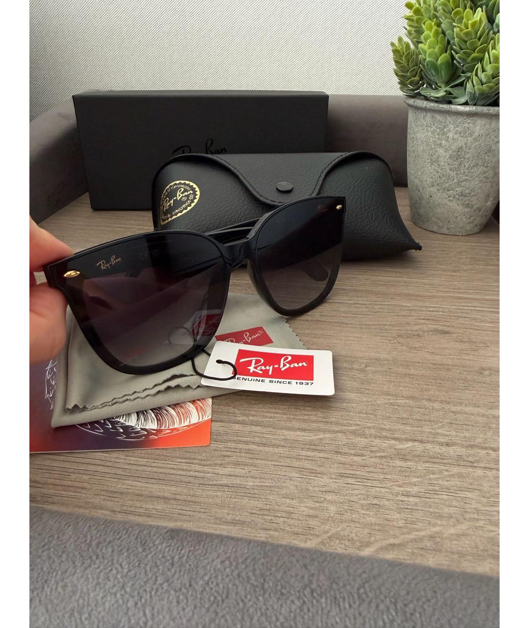 RAY BAN Черные пластиковые солнцезащитные очки, фото 2